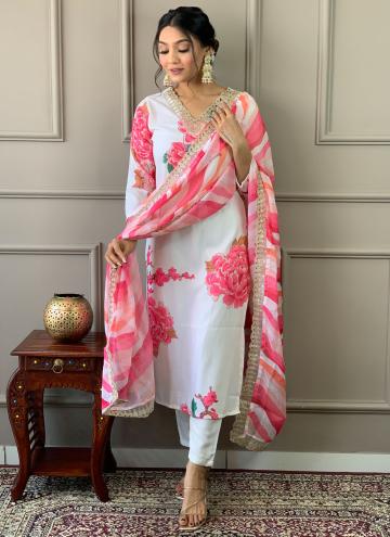 White Muslin Embroidered Trendy Salwar Kameez for 