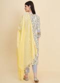 White Salwar Suit in Cotton  with Printed - 1