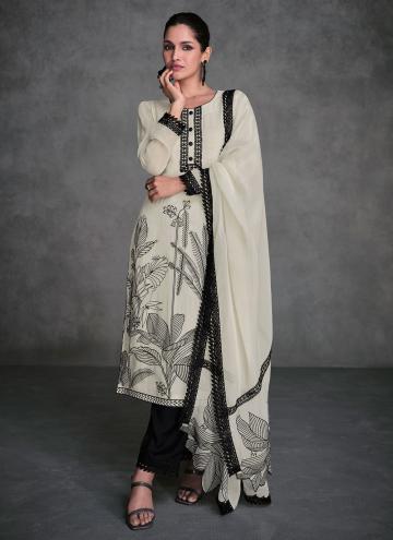 White Salwar Suit in Organza with Designer