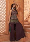 Wine Georgette Digital Print Trendy Salwar Suit for Ceremonial - 1