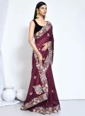 Wine Trendy Saree in Crepe Silk with Embroidered - 2