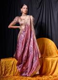 Wine Tussar Silk Printed Trendy Saree for Ceremonial - 3