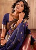 Woven Banarasi Blue Classic Designer Saree - 2