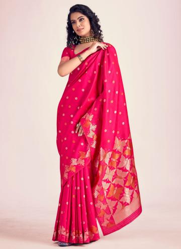 Woven Banarasi Pink Contemporary Saree