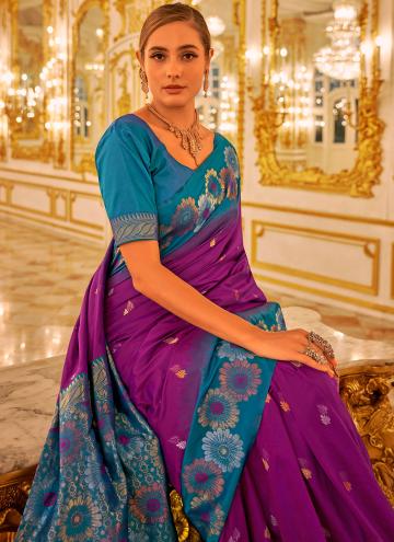 Woven Banarasi Purple Classic Designer Saree