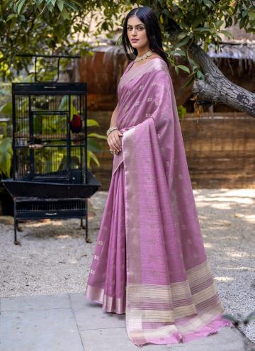 Woven Cotton  Purple Contemporary Saree