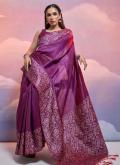 Woven Handloom Silk Wine Trendy Saree - 3