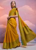 Woven Handloom Silk Yellow Designer Saree - 3