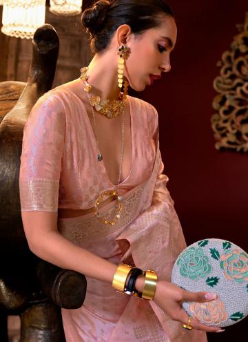 Woven Satin Silk Pink Trendy Saree