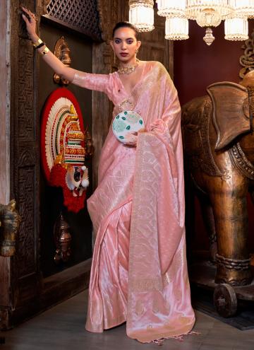 Woven Satin Silk Pink Trendy Saree