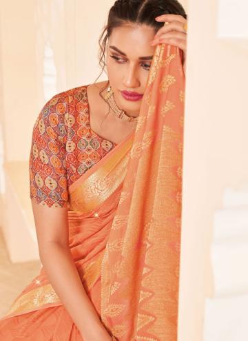 Woven Silk Orange Classic Designer Saree