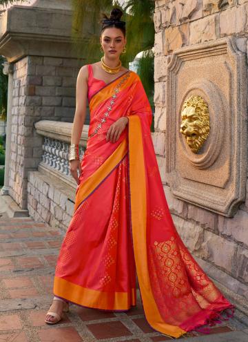 Woven Silk Orange Trendy Saree