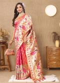 Woven Silk Rose Pink Classic Designer Saree - 3