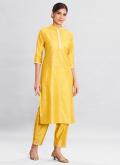 Yellow Chanderi Embroidered Salwar Suit for Ceremonial - 3