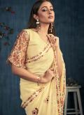 Yellow color Bamber Georgette Classic Designer Saree with Border - 1