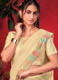 Yellow color Chiffon Casual Saree with Sequins Work - 1