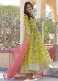 Yellow color Digital Print Silk Gown - 2