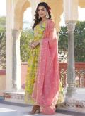 Yellow color Digital Print Silk Gown - 3