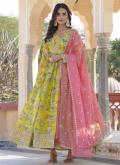 Yellow color Digital Print Silk Gown - 4