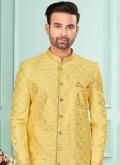 Yellow color Fancy Fabric Indo Western with Embroidered - 1