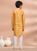 Yellow color Fancy Fabric Kurta Pyjama with Digital Print - 2