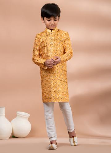 Yellow color Fancy Fabric Kurta Pyjama with Digital Print