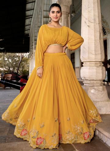 Yellow color Georgette Readymade Lehenga Choli with Embroidered