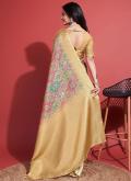 Yellow color Silk Designer Saree with Digital Print - 2
