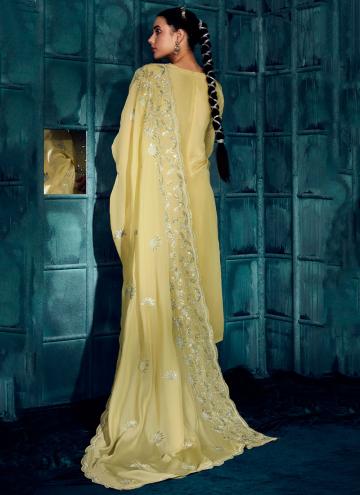 Yellow color Silk Trendy Salwar Suit with Embroidered