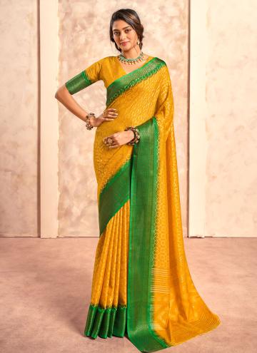 Yellow Contemporary Saree in Silk with Foil Print