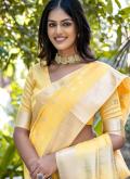 Yellow Cotton  Woven Trendy Saree - 2
