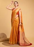 Yellow Designer Saree in Patola Silk with Jacquard Work - 3