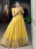 Yellow Khadi Woven Readymade Designer Gown for Casual - 1