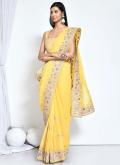Yellow Organza Embroidered Classic Designer Saree for Ceremonial - 2