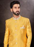 Yellow Silk Buttons Indo Western - 1