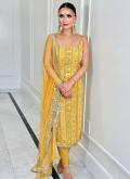 Yellow Trendy Salwar Suit in Faux Georgette with Embroidered - 2